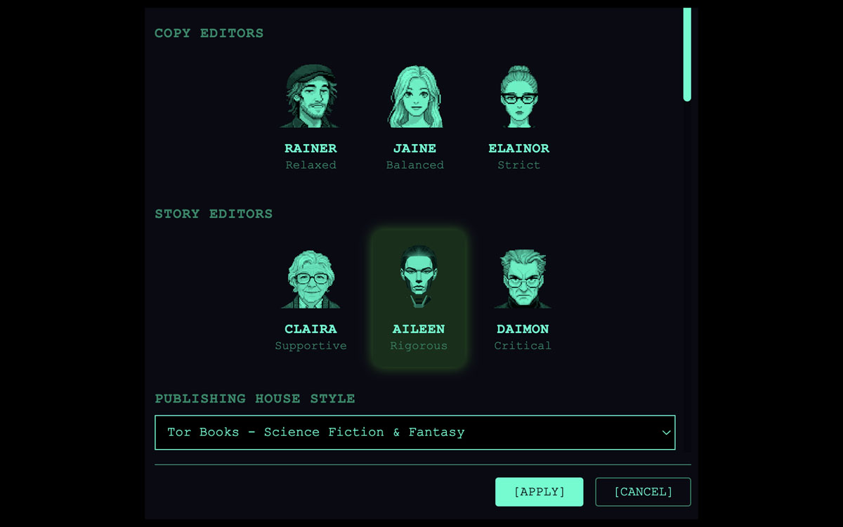 VSProse editor personality picker